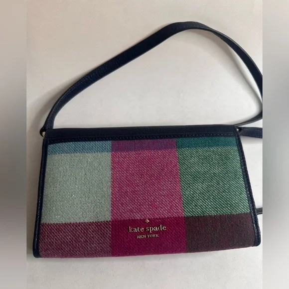 Kate Spade Marti Wallet Crossbody Bag - Multicolor Plaid and Navy Leather (NWOT) - Picture 5 of 15